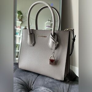 Michael Kors Mecer Medium Pebble Leather Satchel :